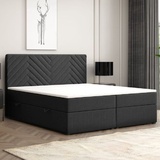 Möbel Punkt Boxspringbett Malibu mit Bettkasten 180x200cm Webstoff Schwarz Bett Bettkasten