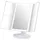 GRIFEMA Schminkspiegel mit Beleuchtung LED, Dreifach Kosmetikspiegel mit 3X/2X/1X Vergrößerung, Faltbarer Make-up Spiegel Tischspiegel 180° Drehbar, Touch Licht, USB oder Batterie, Weiß