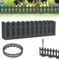 XMTECH 2,58m Kunststoff Rasenkante Anthrazit Beeteinfassung Holzoptik Beetumrandung Gartenpalisade Beetzaun, 1 Element BxH: 43x12cm