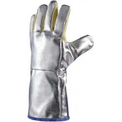 Jutec  Hitzehandschuhe, L.38cm, Aramid/Preox-Aramid-Alu 5 Finger / Kat.III max.1000°