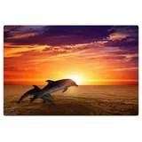 cover-your-desk Schreibtischunterlage für Kinder und Erwachsene Delfine im Sonnenuntergang, aus hochwertigem Vinyl , 60 x 40 cm