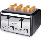 Alpina Toaster - 4 Scheiben Brot - 230V/1500W - 6 Bräunungsstufen - Auftauen - Aufwärmen - Toaster - Silber