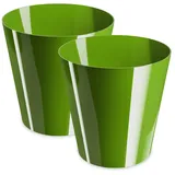 PECZEKO Blumentopf glänzender, Pflanzkübel aus Übertopf Kunststoff Dekorativer Topf für, groß und klein Pflanzen, 2er-Set blumenkübel, blumenkübel kräutertopf, (2 Pack) Grün, ø 15 cm