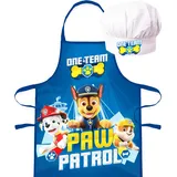 Sorrisini Kinderschürze und Kochmütze zum Kochen Paw Patrol verstellbare Kochmütze und Schürze Set für Kinder Niedliche Kinderschürze zum Kochen, Backen oder Malen für Kinder, blau, 3-8 Jahre - 3-8 yars