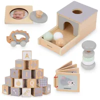 Mamabrum Montessori Holz-Spielzeug-Set: 6 Lernspielzeuge für Babys ab 6