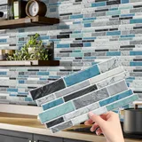 Fliesenaufkleber Türkis Klebefliesen Küche 3d Wandpaneele Selbstklebend PVC Fliesenaufkleber Bad Wasserdicht Selbstklebende Fliesen Leicht Zu Schrubben Fliesensticker24 PC(12x24cm)