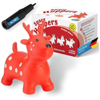 all Kids United Hüpftier Drache Sprungpferd, (Sprungtier + Pumpe), Kinder Hüpfpferd rot