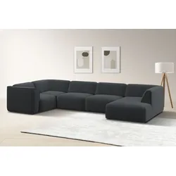 Wohnlandschaft RAUM.ID "Merid U-Form, jederzeit durch Module erweiterbar, B/T/H: 367/206/70 cm", grau (anthrazit), B:367cm H:70cm T:206cm, 100% Polyester, Sofas, als Modul oder separat verwendbar, für individuelle Zusammenstellung