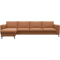 FLEXLUX Ecksofa »Fiore, L-Form«, breite Armlehnen, Kaltschaum, Füße Alu+schwarz braun