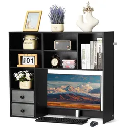 VEVOR Schreibtischregal Tischorganizer Tischregal 3-stufig Bücherregal Schwarz