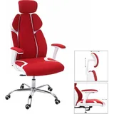 MCW Bürostuhl MCW-F12, Schreibtischstuhl Drehstuhl Chefsessel, Sliding-Funktion Stoff/Textil + Kunstleder ~ rot/weiß