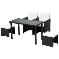 Outsunny Polyrattan Set 11-tlg. schwarz/creme