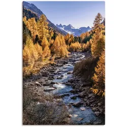 Leinwandbild ARTLAND "Herbst im Oberengadin", gelb (farbe bild(er): gelb), B:60cm H:90cm, Canvas, Leinwand, Bilder, auf Keilrahmen gespannt