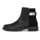 Tommy Hilfiger Stiefelette »TH LOGO LEATHER MIX CHELSEA« , Blockabsatz, Businesschuh, Boots mit TH-Schmuckelement, Gr. 37, schwarz, , 73158005-37