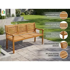 prestige home living outdoor 3-Sitzer Gartenbank 153 x 90 x 57 cm Braun