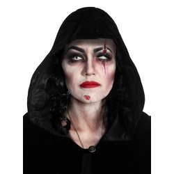 Maskworld Kostüm Halloween Make-Up Set mit schwarzem Umhang, 2-teiliges Set zur schnellen, gruseligen Verwandlung schwarz