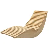 Home Deluxe Wellenholzliege WOLGA - 60 cm | Holzliege, Gartenliege, Designliege, Sonnenliege - Naturbelassen