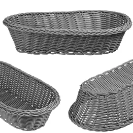 Kadax Geflochtener Korb, Brotkorb, Obstkorb, Grau, Länglich)
