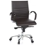 HJH Office PARMA 10 Leder Braun/Chrom moderner Bürostuhl, mittelhohe Rückenlehne