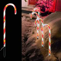 Mojawo 4er Set LED-Gartenleuchtstäbe Zuckerstange IP 44