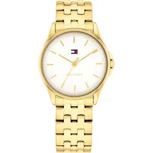 Tommy Hilfiger Uhr mit DREI-Zeiger-Quarzwerkfür Damen, mit Goldfarben Edelstahlarmband, analog