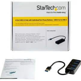 Startech StarTech.com 4 Port USB 3.0 Hub - 4x USB-A mit individuellen An/Aus-Schaltern - Mobiler USB 3.0 Verteiler - Bus-Powered USB 3.0 Splitter