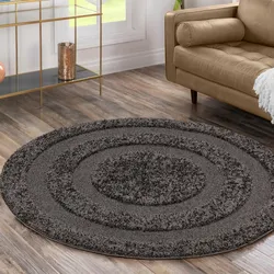 Hochflor-Teppich SANAT "Luxus 3500", grau, H:30mm Ø:150cm, Kunstfaser, Teppiche, robuster Langflor, weich, Wohnzimmer, Schlafzimmer