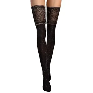 Fiore Notte 40DEN Halterlose Strümpfe S-L Schwarz Damenstrümpfe Nylons Damen (M, Schwarz) - S-L