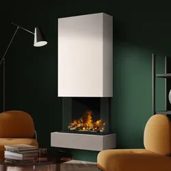 muenkel design Sona [Elektrokamin Opti-myst]: Concrete (Betonoptik) - Haube weiß - Mit Heizung