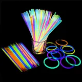 Frevoitna Knicklichter, 120 stück Leuchtstäbe Knicklichter Set, Länge 20cm Glühende Armbänder Neon glow stick party set mit Verbindungsstücken, für Partys, Hochzeiten, Halloween-Dekorationen