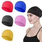 KSJEHW 5er-Pack Badekappe Silikon, Badekappen für Schwimmer Ohrenschutz, Ripstop-Beschichtung für Komfort und Rutschfestigkeit, Swimming Cap, Bademütze für langes Haar und für Damen, Herren