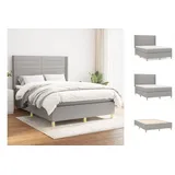 vidaXL Boxspringbett mit Matratze Hellgrau 140x190 cm Stoff