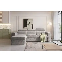 Easy4You Ecksofa Napoli L-Form Grau – 271x86x170 cm - Schlafsofa mit Bettkasten und Schlaffunktion - Eckcouch mit Stauraum - Verstellbare Kopfst... - Grau