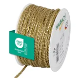 HALBACH Seidenbänder Premium Kordel Gold | Breite: 4mm Länge: 25m | Kordel für Dekorationen | Goldschnur für DIY Handwerk und Geschenkverpackungen, Farbe: Gold