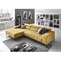 die planbar Ecksofa DIE PLANBAR "MP-IN18022 L-Form", gelb (curry), B:321cm H:74cm T:190cm, 100% Polyester, Sofas, Ecksofa, mit Kopfteilverstellung & Zierkissen, optional Sitztiefenverstellung