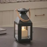 Lights4fun Kleine Schwarze Metall Solar Laterne | mit LED-Kerze für draußen außen wetterfest Outdoor | Garten Balkon Terrasse Solarleuchten Solarlampen Gartenleuchten | Höhe 28,5 cm