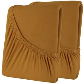 CELINATEX Spannbettlaken Jersey-Baumwolle 140 x 200 cm braun 2 St.