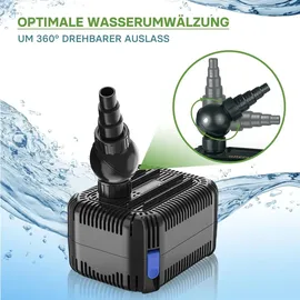 Wiltec CDF-6000 Teichpumpe 24V DC 6000 l/h 40 W