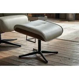 KAWOLA Relaxsessel FERREIRA Leder 78 x 106 x 78 cm grau mit Hocker