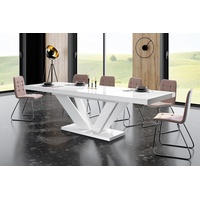 designimpex Esstisch Design Esstisch Tisch HEU-111 Weiß Hochglanz ausziehbar 160 bis 256 cm weiß