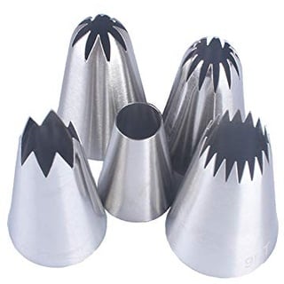 BLUGUL 5pcs Großen Spritztüllen zum Backen, große Spitzen Set, Edelstahl DIY Sets Dekoration von Kuchen