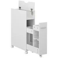 Vicco Toilettenschrank Weiß, 18 x 71 cm mit ausziehbarem Fach