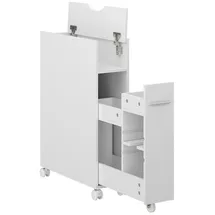 Vicco Toilettenschrank Weiß, 18 x 71 cm mit ausziehbarem Fach