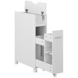 Vicco Toilettenschrank Weiß, 18 x 71 cm mit ausziehbarem Fach