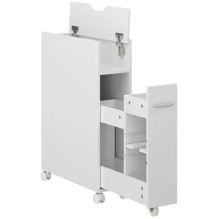 Vicco Toilettenschrank Weiß, 18 x 71 cm mit ausziehbarem Fach