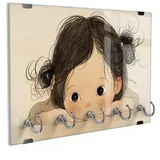 DEQORI Schlüsselbrett 'Kleine Gedankenreise', (1 St), Schlüsselhalter Schlüssel Haken Schlüsselboard modern Schlüsselleiste beige|braun