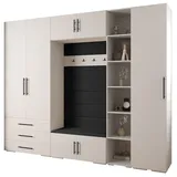 ABIKS MÖBEL Kompaktgarderobe INOVA 3 SATZ 11 Möbelset, Garderobe mit Kleiderstange und Regalen schwarz