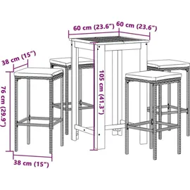 vidaXL Gartenbar-Set 5-tlg. Grau