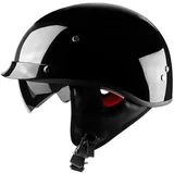 SDFGDFD Motorradhelm Retro Halbhelm Chopper Helm DOT/ECE Zertifizierung Klassisch Motorradhelm Erwachsene Damen Und Herren Mit Sonnenblende Halbschalenhelm Halbschale Jethelm