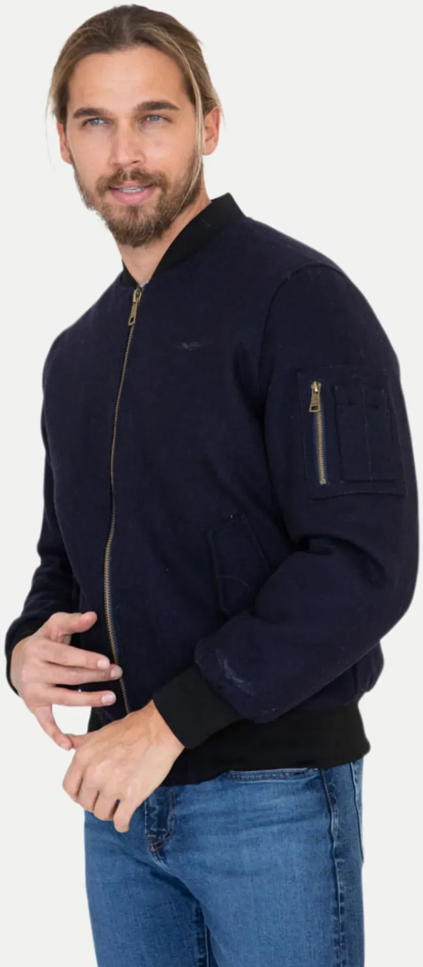 Bomberjacke aus Wollmix Blau S